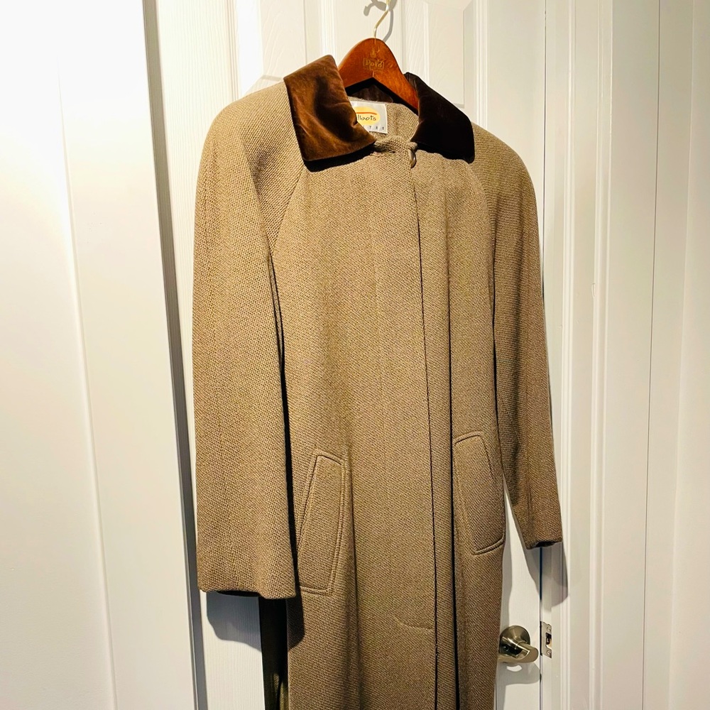 Taupe Herringbone Wool Coat